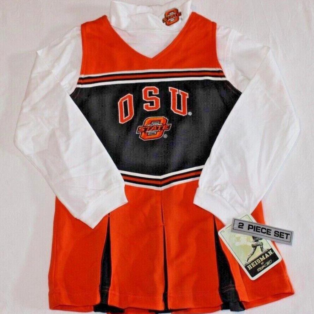 NWT NCAA OKLAHOMA STATE UNIVERSITY COWBOYS LITTLE GIRLS 2-PC CHEERLEADER OUTFIT